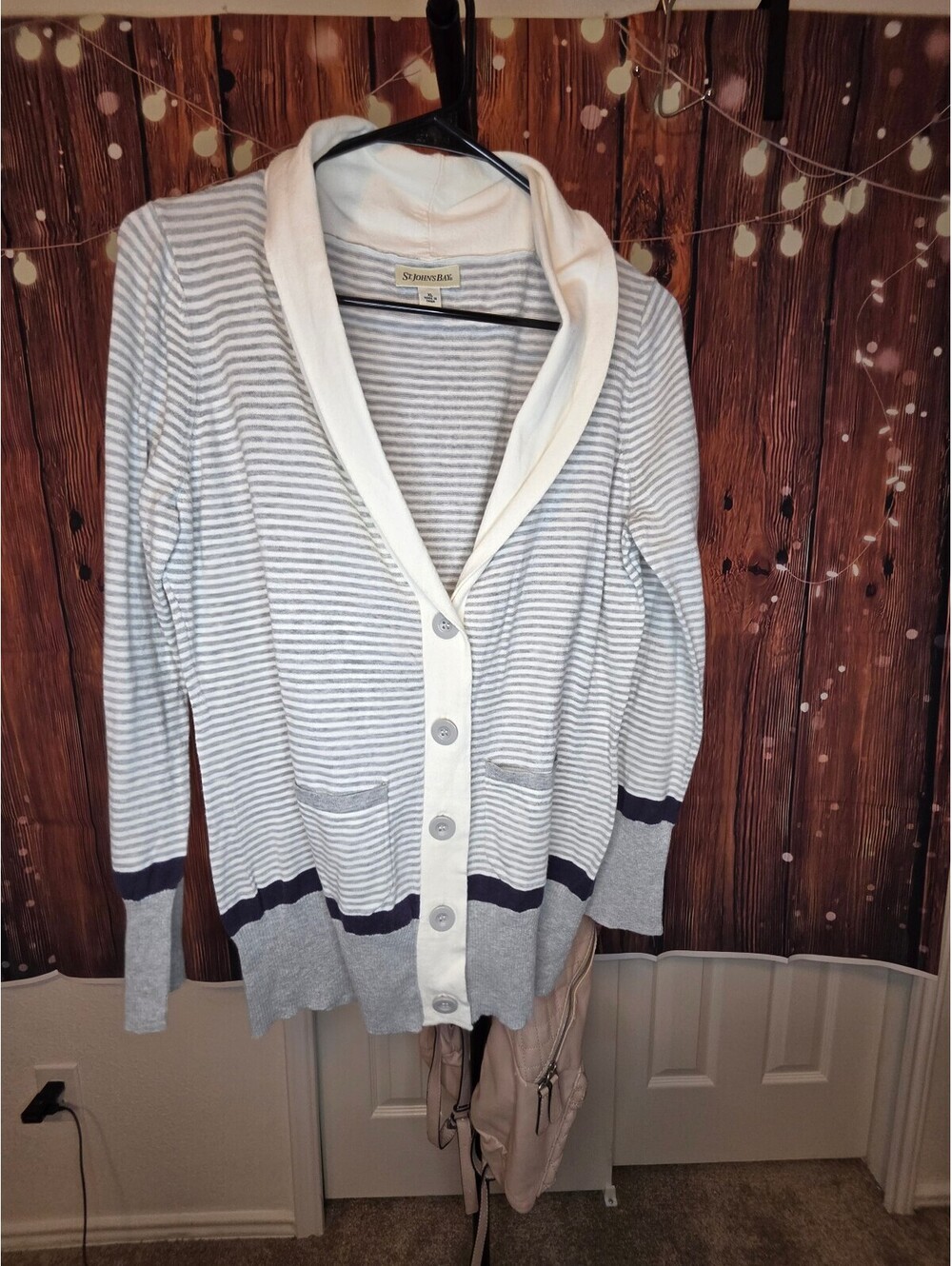 St. John's Bay Women's XL Striped Cardigan Sweater with Shawl Collar